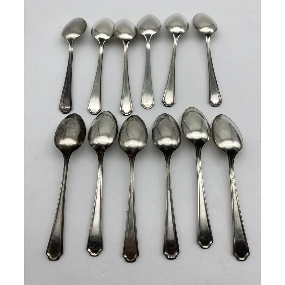 Vintage 1922 Oneida Community Beverly Teaspoons Set Of 12 Silverplate‎ Art Deco
